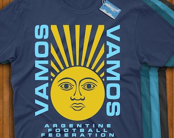 Argentina Football "Vamos Vamos Argentina" Shirt! Retro Argentinian National Soccer Team & World Cup Tee! Oh, Diego Maradona!