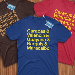 Venezuela Städte T-Shirt! Reppin&#39; Caracas, Valenien, Barquisimeto, Ciudad Guayana & Maracaibo! Liebe! Dios y Federacion!