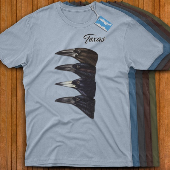 Etsy Nature Vintage - Texan Nebraska, Magpie Texas Kansas, Crow Tee. Raven Tourism Grackle Wildlife More & Oklahoma, in Available Retro Shirt