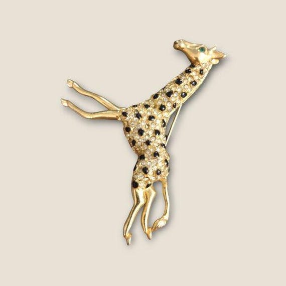 VTG Spinx Rhinestone and Enamel Giraffe Brooch - image 3