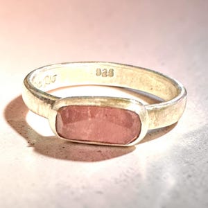 Sterling Silver Sari Rae Stacking Ring With Pink Stone Size 9 Handmade 925 Band 4 Grams