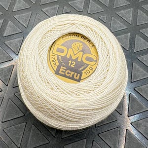 DMC Coton Perle 12 Ecru Thread, 10g New Spool: Embroidery Floss, 129m Length