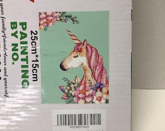 Painting by number/ DIY Unicorn with flowers painting kit