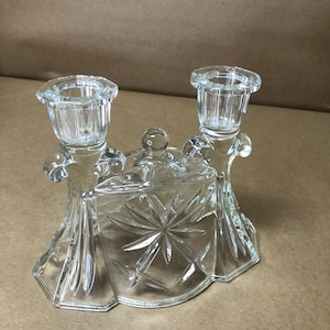 Anchor Hocking/Crystal Double Candle Holders/ Candle holder