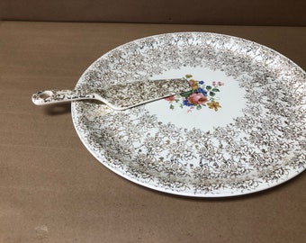 Atlas China / Serving platter w glass server/ serving platter/ serving tray