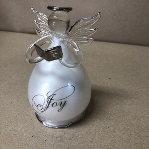 Hand Blown Angel with &quot;Joy&quot; on dress/ Angel with book/ Angel