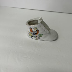 Decorated Porcelain Baby Shoe/Baby shoe with Robins on side/ Baby shoe