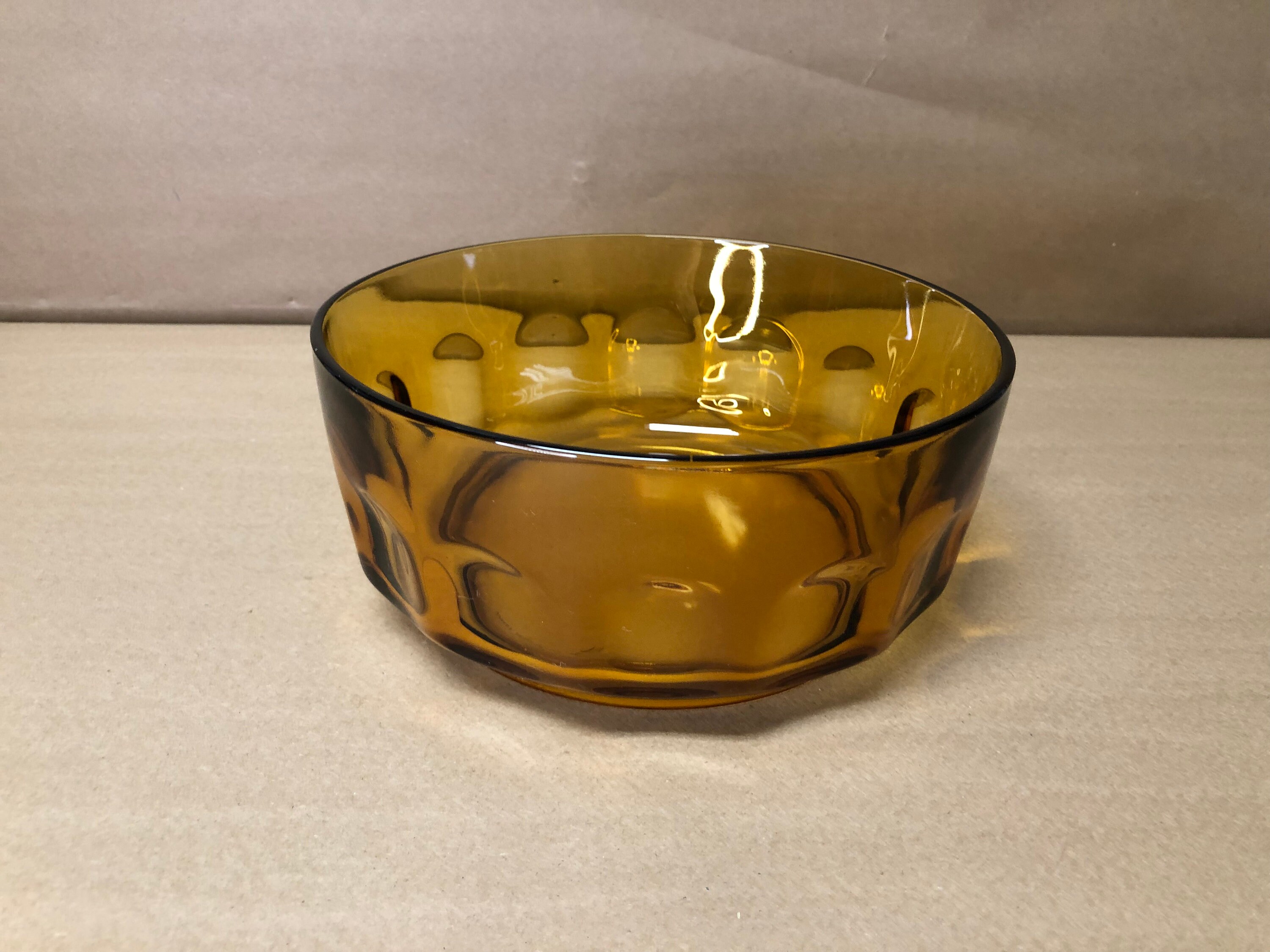 Arcoroc France Amber Glass Salad Bowl Thumbprint Bowl Salad Etsy