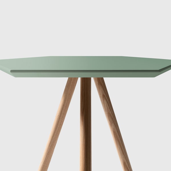 Table basse en bois MDF | Table d'appoint Poppy Sage Green avec pieds en bois | Table en panneau MDF | Meubles d'extérieur en bois
