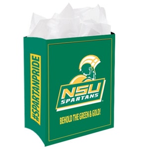 May include: Green and gold gift bag with the NSU Spartans logo and the text "#SpartanPride" and "Behold the Green & Gold!"