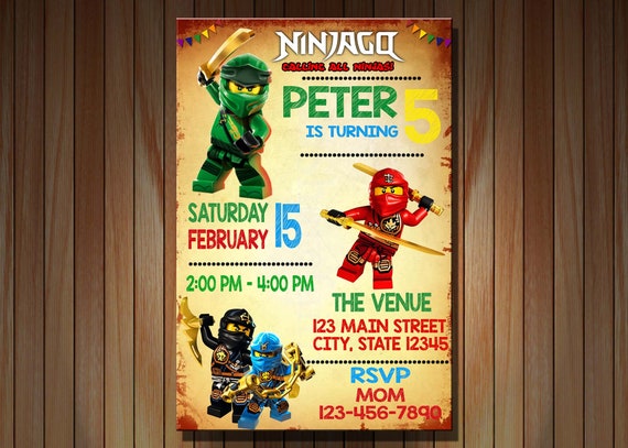 Ninjago Birthday Invitation Printable Birthday Invitation - Etsy