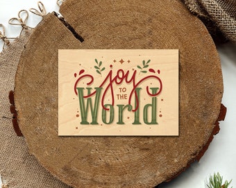 WOOD Christmas Cards - SET OF 25 - Joy to the World Design