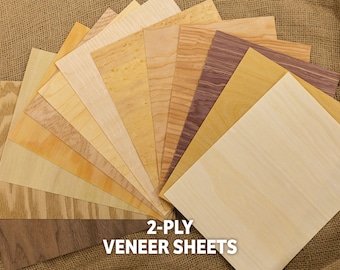 Blank Wood Veneer Sheets, 2-Ply, Sets of 20
