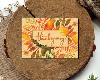 WOOD Christmas Cards - SET OF 25 - Thanksgiving Watercolor