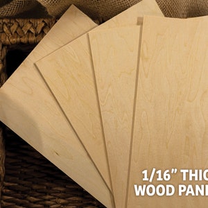 Blank Wood Panels, 1/16" Thick, Sets of 4