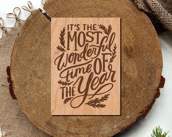 WOOD Christmas Cards - SET OF 25 - Most Wonderful Time of the Year