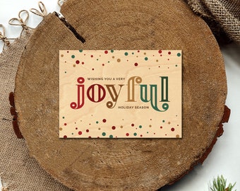 WOOD Christmas Cards - SET OF 25 - Joyful Design