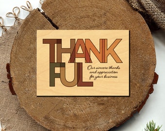 WOOD Christmas Cards - SET OF 25 - Thankful