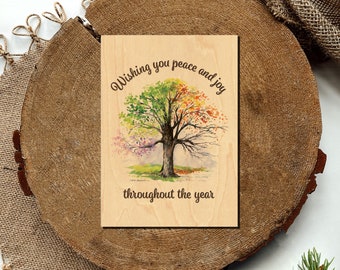 WOOD Christmas Cards - SET OF 25 - Four Seasons Tree