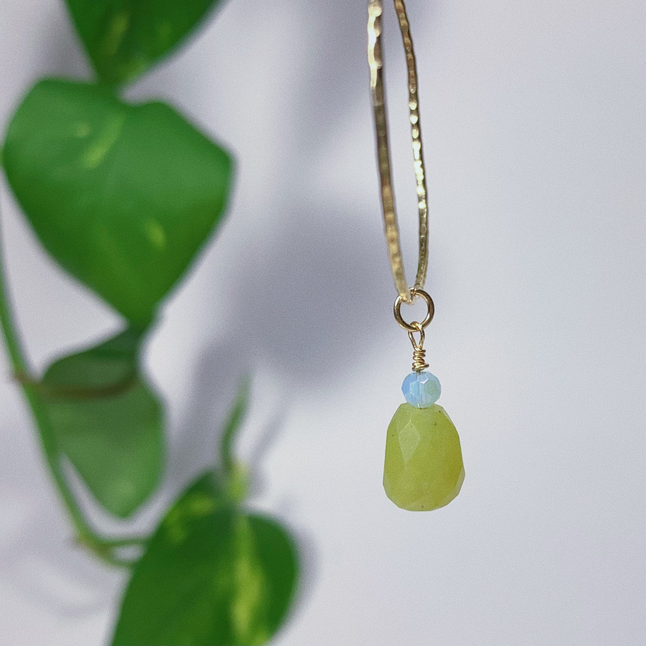 Jade Drop Hoops Olive Jade Teardrop Baby Blue Glass Charm Etsy