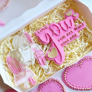I Love You Boy and Girl Fondant Cookie Cutter + Embosser Set | Fondant Embosser| Cookie Debosser|Valentine Cookie Cutter| Love Cookie Cutter
