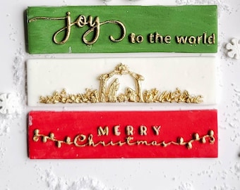 Vreugde aan de World Fondant Stamp | Kerst kerststal Koekje Embosser| Fondant Embosser | Cookie Debosser | Vrolijke Kerst Cookie Cutter