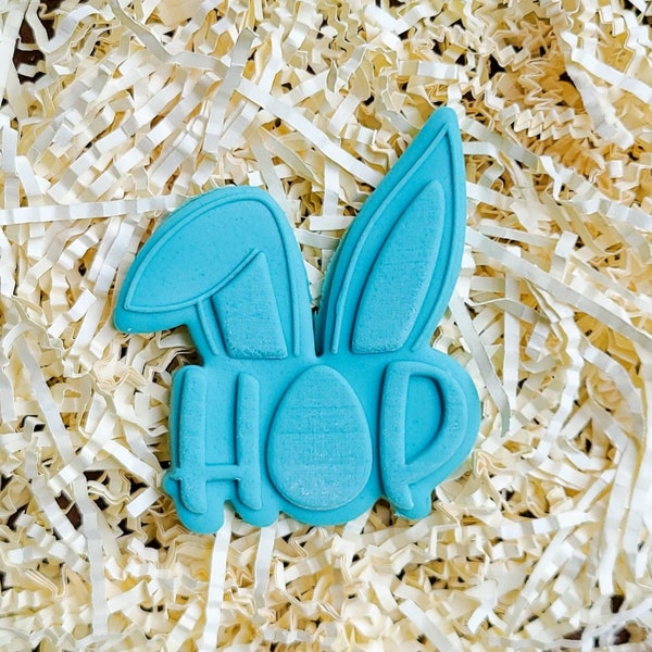 Easter Cookie Cutter and Fondant Embosser | Easter Bunny Ears Cutter and Embosser | Easter Fondant Debosser | HOP Easter Cutter stamp