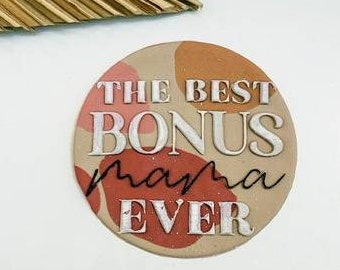Best Bonus Mama Ever Fondant Embosser |Mothers Day Fondant Stamp| Cupcake Embosser| Fondant Embosser|Cookie Debosser| Reverse Stamp|Debosser