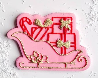 Christmas Sleigh Christmas Fondant Stamp | Merry Christmas Cookie Embosser| Cupcake Embosser| Fondant Embosser | Cookie Debosser| Santa