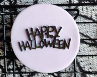 Happy Halloween Cookie Stamp| Halloween Cookie Embosser| Fondant Cookie Stamp| Cupcake Embosser| Cookie Stamp| Fondant Cookie Debosser