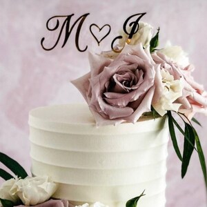 Initials Wedding Cake Topper | Couples Name Cake Topper | Personalized Cake Topper | Birthday Cake Topper | Custom Double Layer Cake Topper