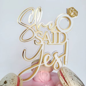Acrylic Cake Topper| Birthday Cake Topper| Layered Cake Topper| Custom Layered Cake Topper| Personalized Cake Topper | She Said Yes Cake