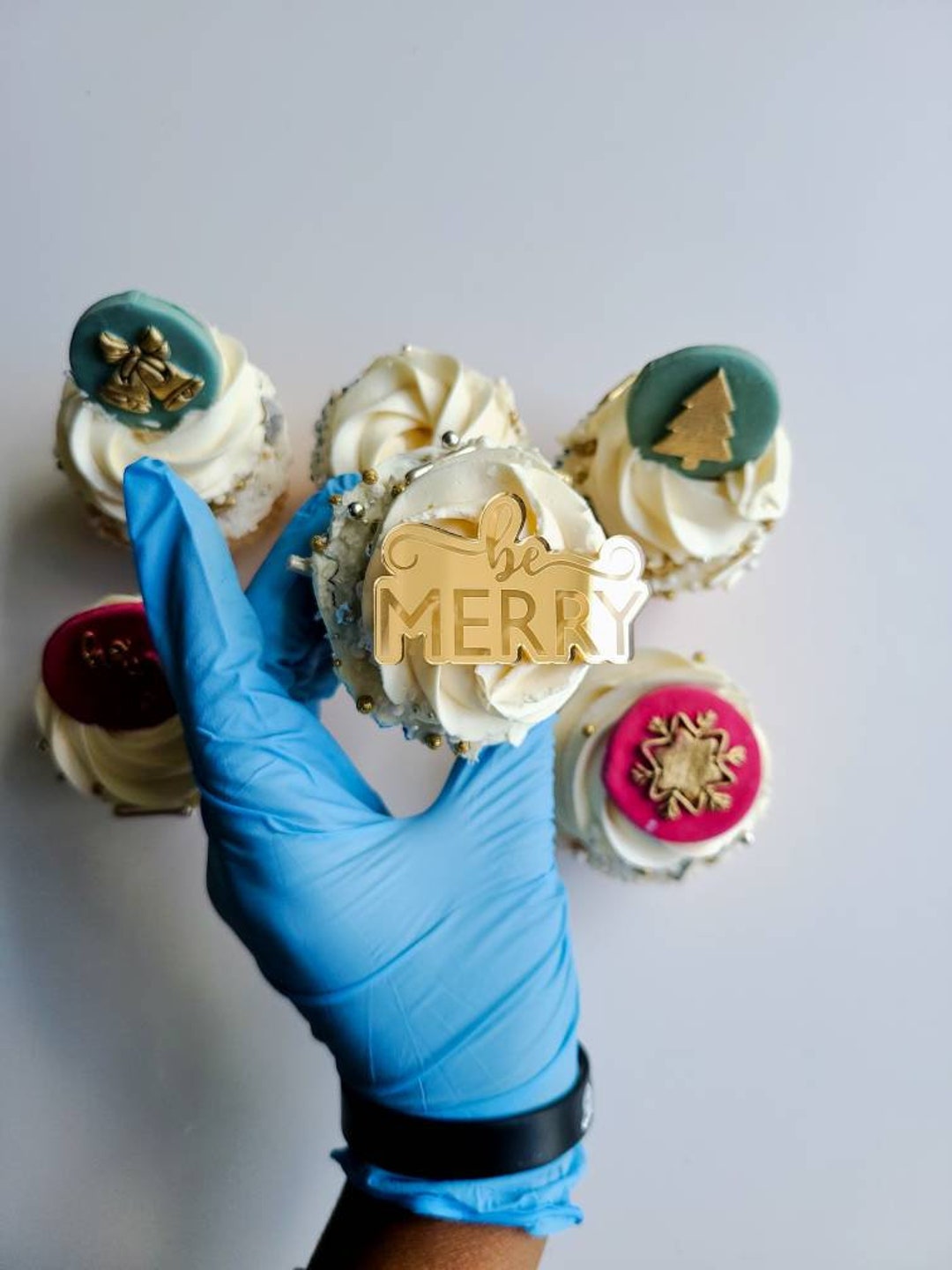 Christmas Cupcake Gems Mirror Acrylic Cupcake Topper Acrylic Cupcake