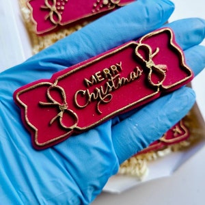 Merry Christmas Cracker Fondant Stamp | Christmas Fondant Embosser Stamp | Christmas Cracker Cookie Cutter | Cookie Debosser| Cookie Stamp
