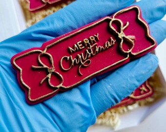 Merry Christmas Cracker Fondant Stamp | Christmas Fondant Embosser Stamp | Christmas Cracker Cookie Cutter | Cookie Debosser| Cookie Stamp