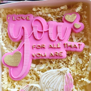 I Love You Fondant Cookie Cutter and Embosser | Fondant Embosser| Cookie Debosser| Cookie Stamp| Valentine Cookie Cutter| Love Cookie Cutter