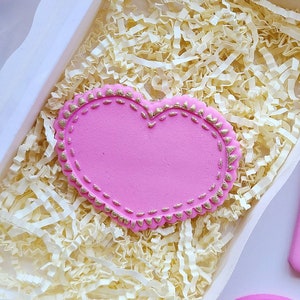 Scallop Heart Cookie Cutter and Embosser | Valentine Fondant Cookie Stamp| Fondant Embosser| Cookie Debosser | Heart Cookie Cutter