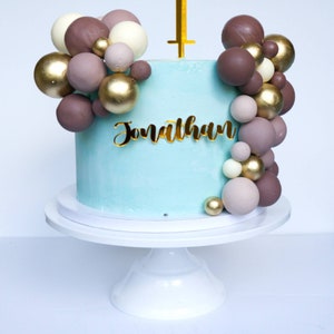 Acrylic Name Charm + Number Combo| Name Plaque Charm| Number Cake Charm| Single Word Cake Charm| Cake Topper| Mirror Cake Charm