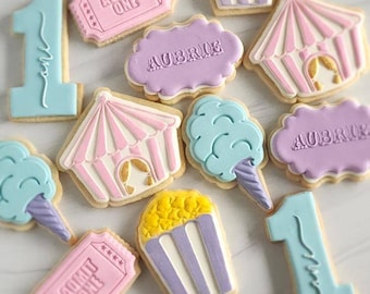 Goffratrice e tagliapasta a tema carnevale / Tagliapasta per biscotti a forma di tenda di carnevale / Tagliapasta per zucchero filato / Timbro per biscotti in pasta frolla per circo di carnevale