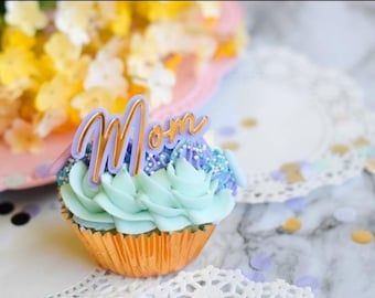 Mother's Day Cupcake Gems| Acrylic charms | Cupcake Topper| Acrylic Cupcake Gems| Acrylic Mirror Cupcake Topper | Cupcake Charm| Set of 6