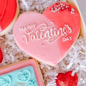 Happy Valentine Fondant Stamp |  Valentine Cookie Embosser| Cupcake Embosser| Fondant Embosser| Cookie Debosser| Cookie Stamp| Reverse Stamp