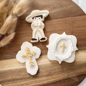 Sello de estampado de galletas de bautismo / Cortador de galletas cruzadas /Cupcakes / Sello de galleta fondant / Sello de galleta personalizado / Cortador de galletas charro / Placa
