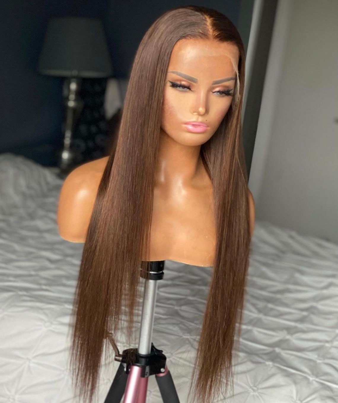 Brown Lace Wig 100 Soft Human Real Hair Body straight Etsy
