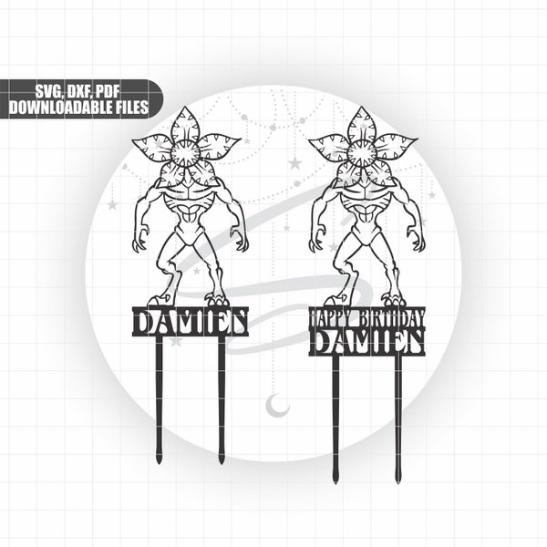 Stranger Things, Demogorgon, Letters, Personalize, Cake Topper SVG File, Birthday SVG, Instant Download, Silhouette Cut Files, Print