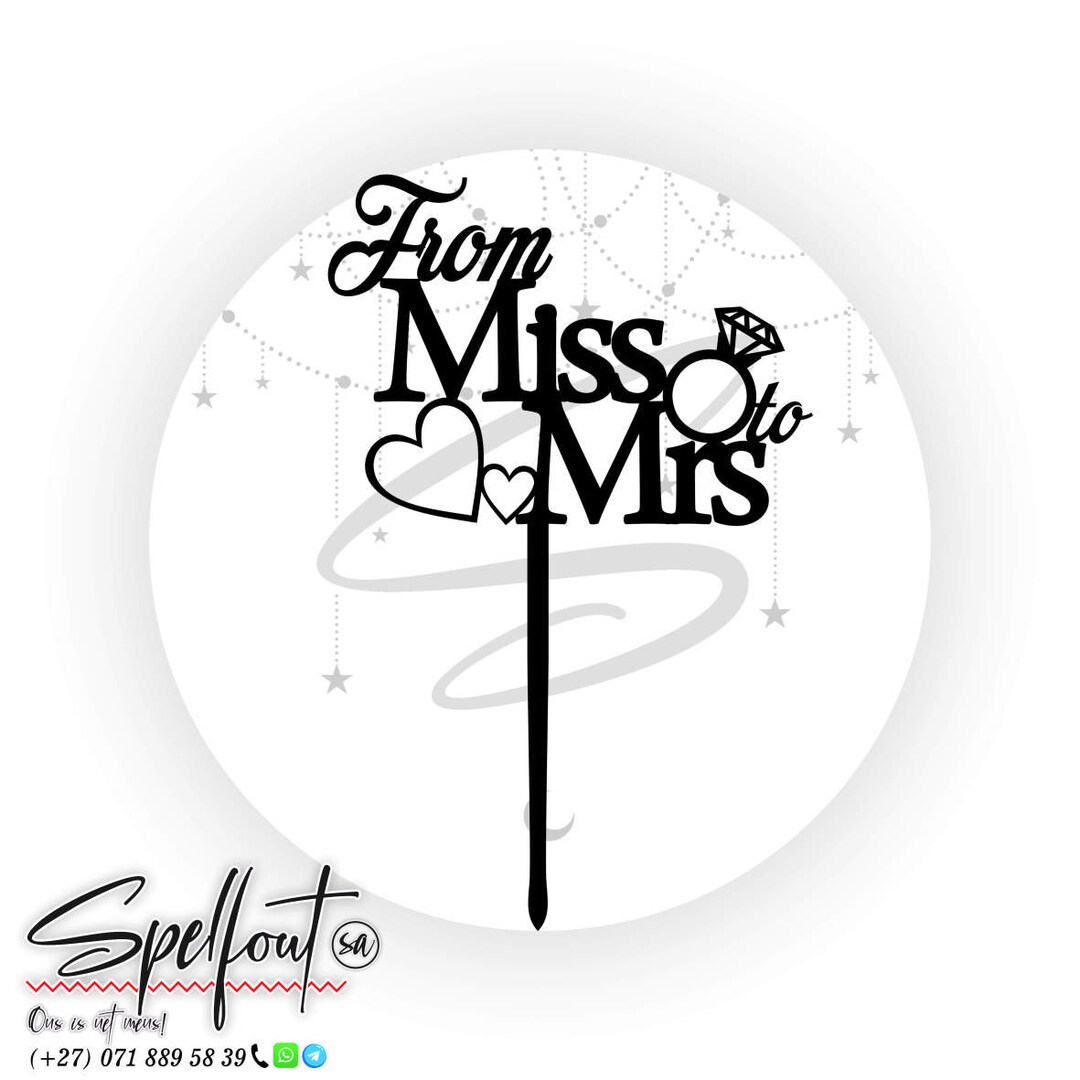 Cake Topper SVG File Bridal Shower Instant Download Etsy