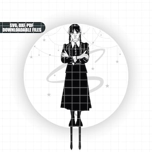 Wednesday Addams Inspired Cake Topper, SVG, DXF, PDF, Jenna Ortega, digital download