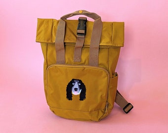 Custom Pet Portrait Backpack | Recycled Embroidered Pet Portrait Backpack | Mini Pet Portrait Backpack | Large Pet Portrait Backpack