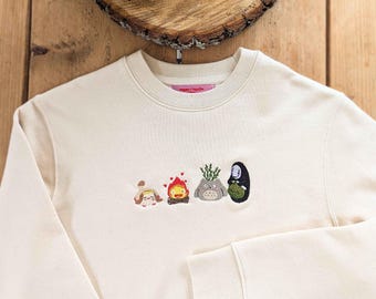 Embroidered Cute Anime Character Sweatshirt | Unisex Anime Sweatshirt | Anime Character Jumper | Anime Manga Jumper| Embroidered Jumper