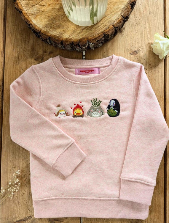 Buy Whimsy of Ghibli Embroidered Kids Jumper Studio Ghibli Embroidered Sweatshirt Studio Ghibli Jumper Online in India Etsy