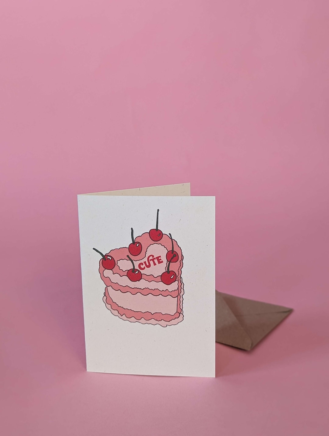 Cute Heart Cake Valentines Day Card - Etsy